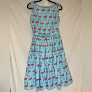 Rachel Riley Women's Retro 50's Pleated A-line Dress Belted Size 38 Whimsical